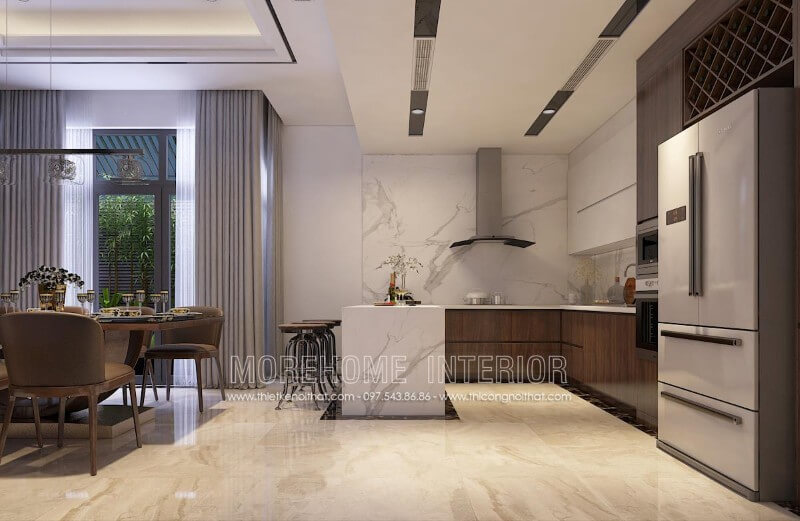 Mẫu tủ bếp đẹp hiện đại, đơn giản, không quá cầu kì vào các chi tiết, phần mặt tủ bếp được ốp đá cao cấp sang trọng mà vô cùng sạch sẽ Tủ bếp hiện đại,tủ bếp đẹp hiện đại, tủ bếp An Cường