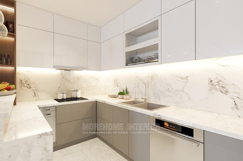 Thiết kế nội thất phòng bếp chung cư hiện đại Mẫu nội thất biệt thự tân cổ điển, hiện đại đẹp