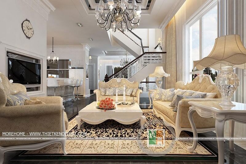 Thiết kế nội thất phong cách tân cổ điển sang trọng, đẳng cấp cho nhà biệt thự