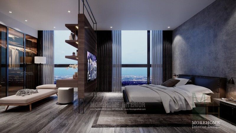 Thiết kế nội thất phòng ngủ bố mẹ chung cư sang trọng và thoải mái, bạn có thể thư giãn trong không gian riêng tư của mình sau một ngày làm việc mệt mỏi