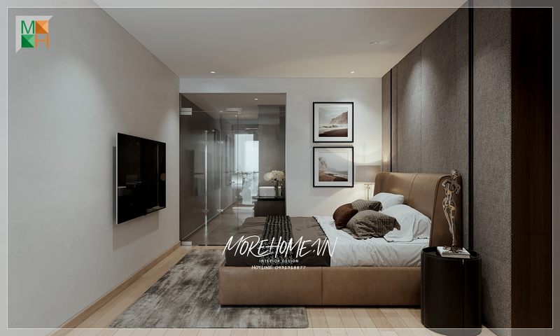 Phòng ngủ căn hộ trang trí nội thất phù hợp với không gian đáp ứng sự tiện nghi cho quá trình sử dụng hằng ngày
